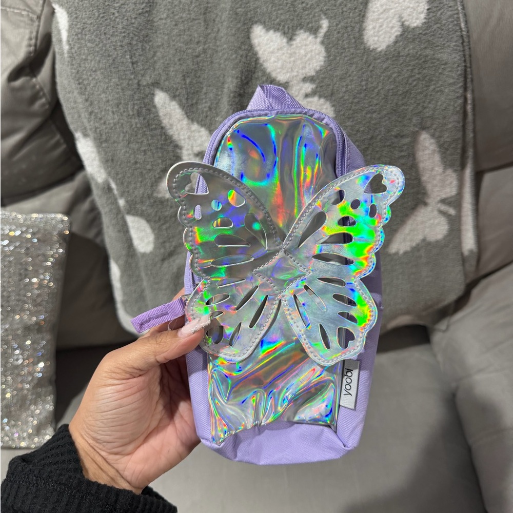 Holographic Butterfly Mini Pouch